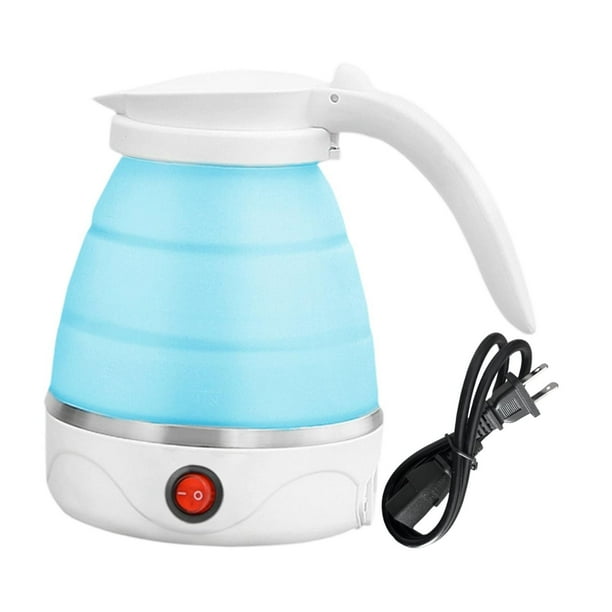 Caldera de agua de tetera eléctrica plegable 1200 ml de campamento pequeño compacto de ebullición rápida, almacenamiento fácil, té liviano portátil Azul