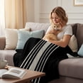 thumbnail image 4 of Black Beige Striped Throw Blanket for Couch, Soft Lightweight Flannel Fleece Blanket, Modern Farmhouse Retro Lines Microfiber Plush All Season Decorative Blankets Gifts for Sofa Bed 50"x60", 4 of 9