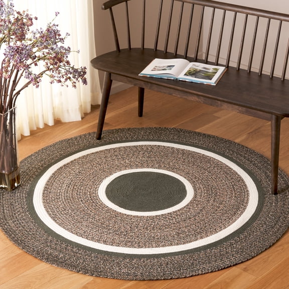 Safavieh Braided Grigor Geometric Reversible Area Rug, Green/Beige, 5' x 5' Round