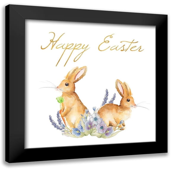 Metz, Andi 12x12 Black Modern Framed Museum Art Print Titled - Happy Easter Spring Bunny II