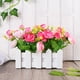 thumbnail image 2 of Valla de madera de 16 cm con flores artificiales, arreglos florales en tela para decoración del hogar, jardín y oficina (rosa), 2 of 7