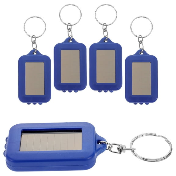 5 Pcs Solar Torch Portable Lights Mini Flashlights Keychains Blue