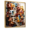 thumbnail image 2 of Designart "Converging Creations I" Abstract Cubism Floater Framed Wall Art Living Room, 2 of 7