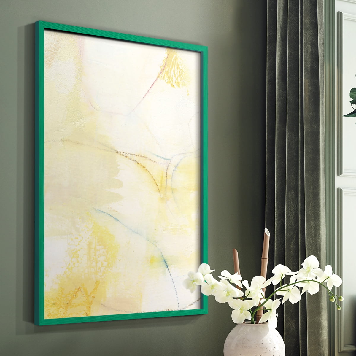 Barxan III Framed Print in Green Solid Wood Framed Print No Nail Hanging