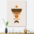 thumbnail image 2 of Designart ' Abstract Minimal Brown Moon and Orange Sun ' Modern Canvas Wall Art Print, 2 of 4