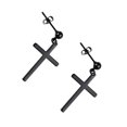 thumbnail image 4 of Pendientes colgantes Sunnimix Hip Hop Punk 316L Acero inoxidable Negro Aretes de crucifijo, 4 of 7