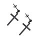 thumbnail image 4 of Pendientes colgantes Sunnimix Hip Hop Punk 316L Acero inoxidable Negro Aretes de crucifijo, 4 of 7