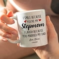 thumbnail image 3 of Personalized Step mom Coffee Mug Cups 11oz 15oz I Smile Because You're My Stepmom Mugs Birthday Mothers Day Christmas Gifts For Stepmother Stepmoms Gift Step Child Daughter Son Custom Name, 3 of 7