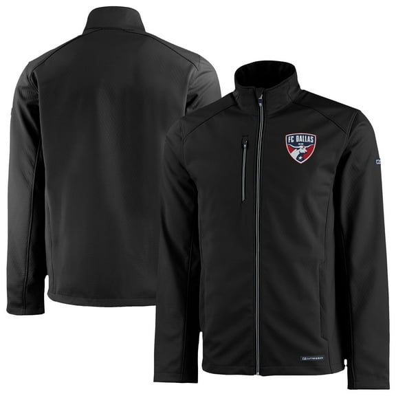 Men's Cutter & Buck  Black FC Dallas Evoke Eco Softshell Recycled Full-Zip Jacket