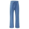 thumbnail image 4 of Women's cotton and linen leggings, high-waisted, casual, loose-fitting, straight-leg with pockets., 4 of 9