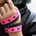 thumbnail image 7 of Gothic Zipper Wristband Wide Jewelry PU Leather Punk Bracelet for Women Men Pink, 7 of 7