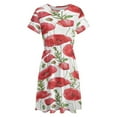 thumbnail image 4 of Poppy Flower Draw Short Sleeve Dress Women Summer Evening Dresses Ladies Sundress, 4 of 7