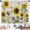 thumbnail image 2 of Vintage Yellow Sunflower Bee Kitchen Curtains Farmhouse Barn Floral Flower Small Short Rustic Country Window Curtains for Bathroom Bedroom 2 Panels Window Treatment Tiers 26x36 Inch, 2 of 4