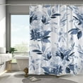 thumbnail image 2 of Navy Blue Floral Shower Curtain,Watercolor White Lush Flower Bathroom Shower Curtains,Modern Pretty Ink Flowers Plant Bath Curtain Sets with 12 Hooks 72x72in,Waterproof Fabric, 2 of 6