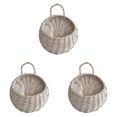 thumbnail image 1 of Cesta de mimbre para montaje en pared, maceta de mimbre colgante, decoración de jarrón tejido (gris), 3 uds., 1 of 6