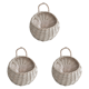 thumbnail image 1 of Cesta de mimbre para montaje en pared, maceta de mimbre colgante, decoración de jarrón tejido (gris), 3 uds., 1 of 6