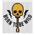 thumbnail image 3 of Ambesonne Rock and Roll Shower Curtain, Born to Be Wild Text, 69"Wx84"L, Earth Yellow Grey, 3 of 3
