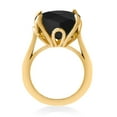 thumbnail image 3 of Gem Stone King 18K Yellow Gold Plated Silver Black Onyx and Yellow Created Sapphire Engagement Ring for Women (8.22 Cttw, 14MM Cushion Checkerboard, Size 8), 3 of 4