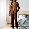 thumbnail image 2 of WCJM Women Pajama Sets Brown Pajamas for Women Set Cute Pajama Sets for Women Long Sleeve Sleepwear Button Loungewear Soft 2 Piece Set with Long Pants Woman Blending Pajamas, 2 of 7