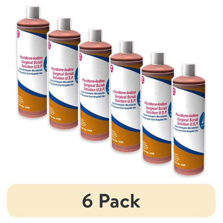 (6 pack) Surgical Scrub Dynarex, First-Aid Antiseptic, 16 oz.. Bottle, 7.5% Povidone Iodine | 1 Bottle