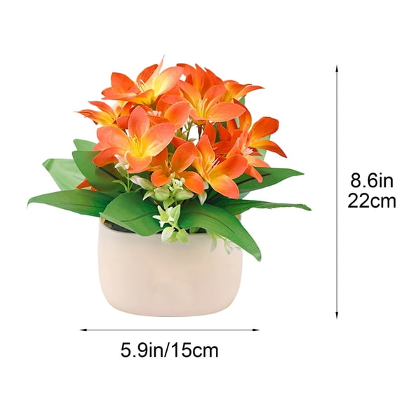 Artificial Flower Bouquet with Vase Faux Silk Floral Arrangement Low Maintenance Centerpiece for Living Room Bedroom Wedding Party Decor YYUZH