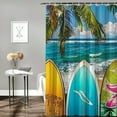 thumbnail image 2 of ARISTURING Surfboards Palm Trees Shower Curtain with Hooks, Durable and Washable Bathroom Decoration 60x72, 2 of 7