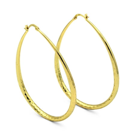 Plated Teardrop Hoop - BEBERLINI Hoop Earrings 14K Gold Plated Fashion Jewelry Large Teardrop Ear Piercing Geometric Designed For Women