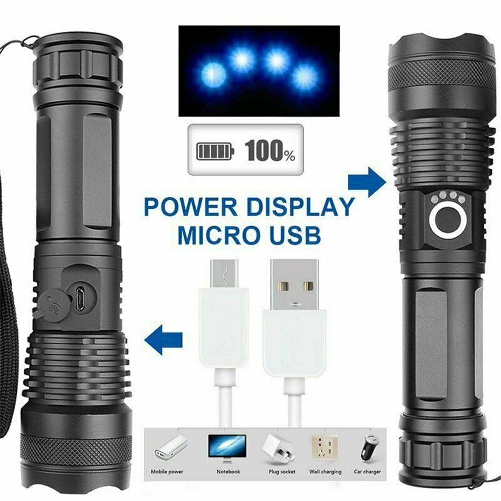 Fylivore Rechargeable Flashlight,100000 High Lumens Powerful Super Bright Portable LED Lighting Tactical backpacking hiking Gear Linterna Camping