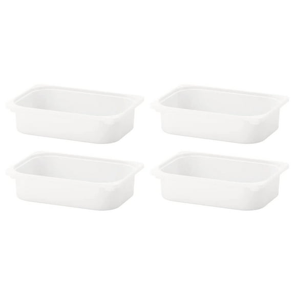 4x TROFAST Storage Box,White Container 16 ½x11 ¾x4 ''