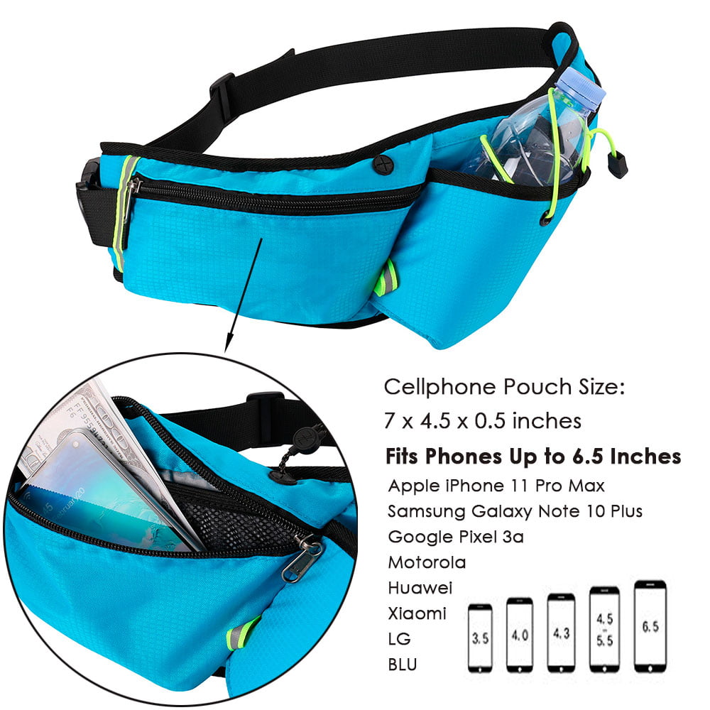 6.5 inch Funny Pack Bum Bag Large Capacity Multifunction Running Waist Bag  Portable Canvas Multi-Pockets Solid Color for Fitness