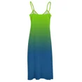 thumbnail image 4 of Vivid Green to Classic Blue Ombre Sleeveless Dress fairy dress womens dress Female Women's, 4 of 5
