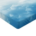 thumbnail image 2 of Ambesonne Nature Fitted Sheet, Peaceful Fluffy Clouds, Queen Size, Blue White, 2 of 3