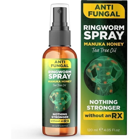 Antifungal Ringworm Spray for Humans | Skin Support Spray with Manuka Honey & Tea Tree Oil | Helps Relieve Athlete’s Foot, Itching & Irritated Skin | Fast-Drying Daily Care