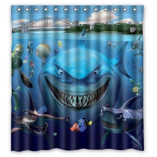 TOUXIHAA Fish Nemo shark Shower Curtain Bathroom Curtain Set with Hooks Size 66x72 inch