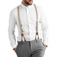 thumbnail image 4 of Tirantes para Hombres con Clips, Tirantes Resistentes para Hombres Pantalones con Extremo de Botón, Tirantes Vintage Tirantes para Hombres Elásticos Ajustables en Forma de Y(Beige), 4 of 5