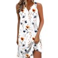 thumbnail image 3 of TaTaai Women Vintage Print V-Neck Sleeveless Short Dress Loose Fit Casual Fashion Dress for Ladies Spring Summer Daily Commute Lightweight Breathable Non-See-Through Soft Gift, 3 of 8