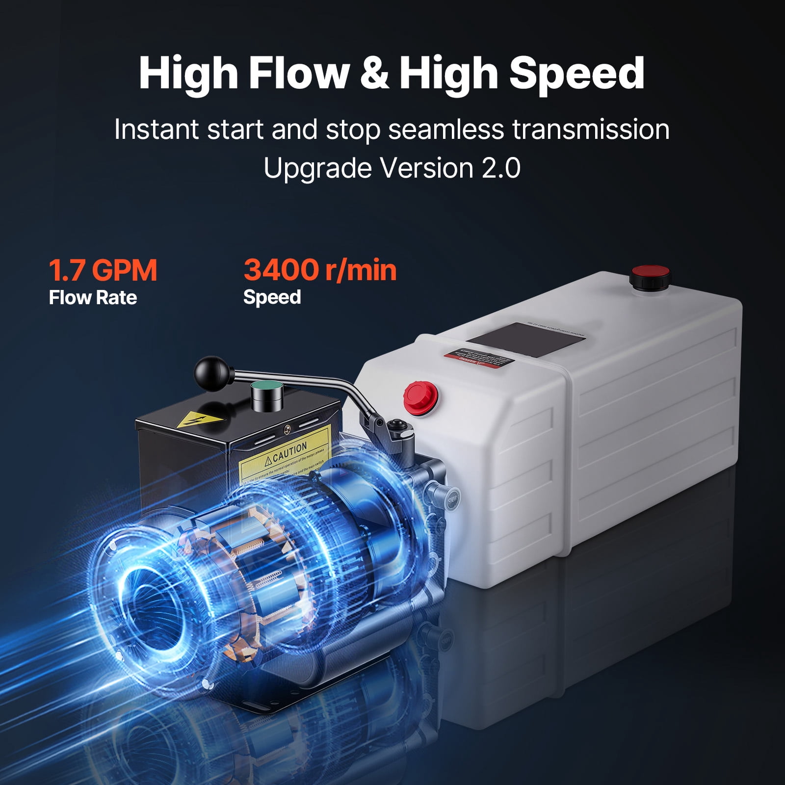 KFFKFF 10 Quart Hydraulic Pump, 2.2KW Motor for Dump Trailer, Single Acting Unit with 3200 PSI Max Pressure, 1.7 GPM Flow Rate, AC220-240V Power Unit for Vertical Installation