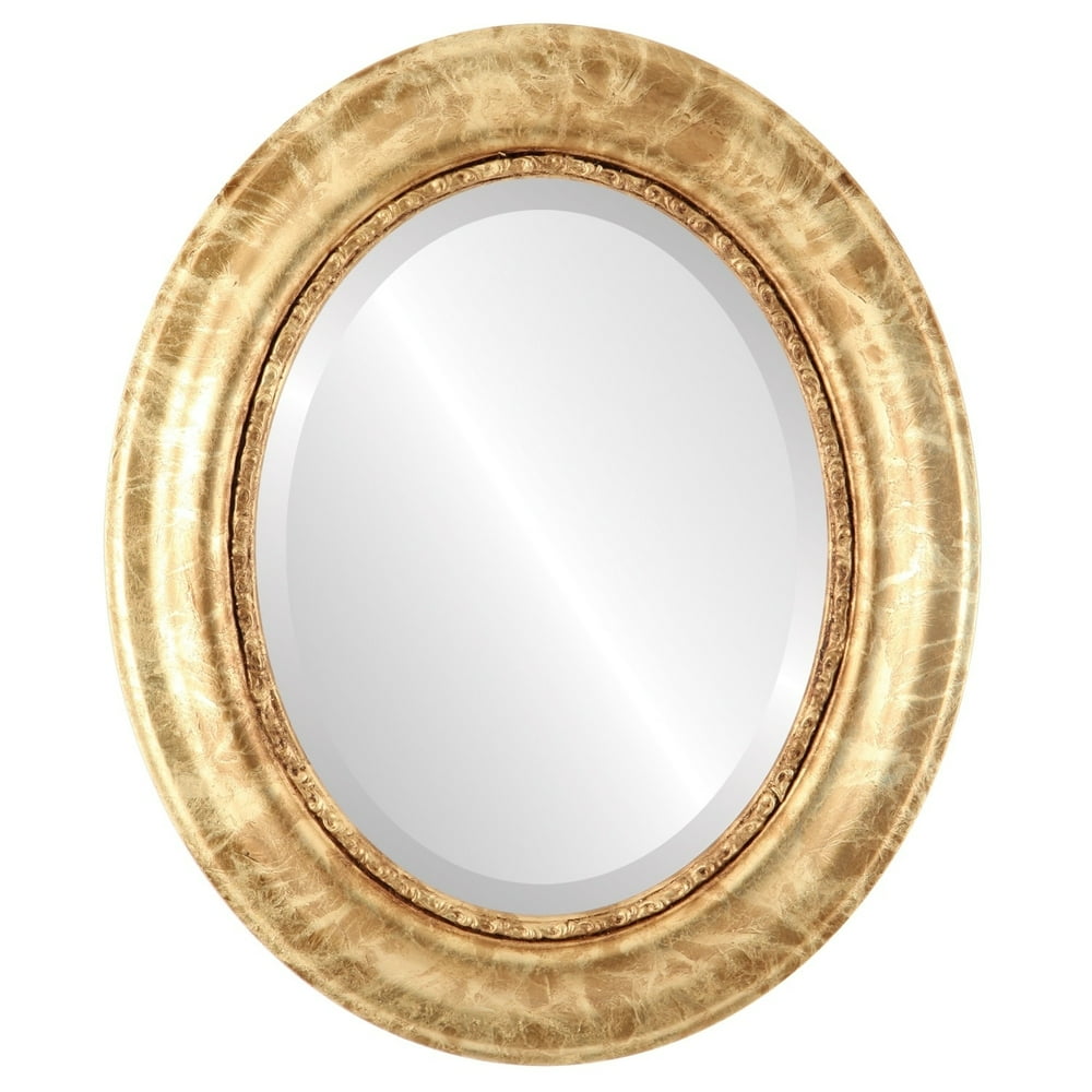 The Oval and Round Mirror Store Chicago Framed Oval Mirror in Champagne