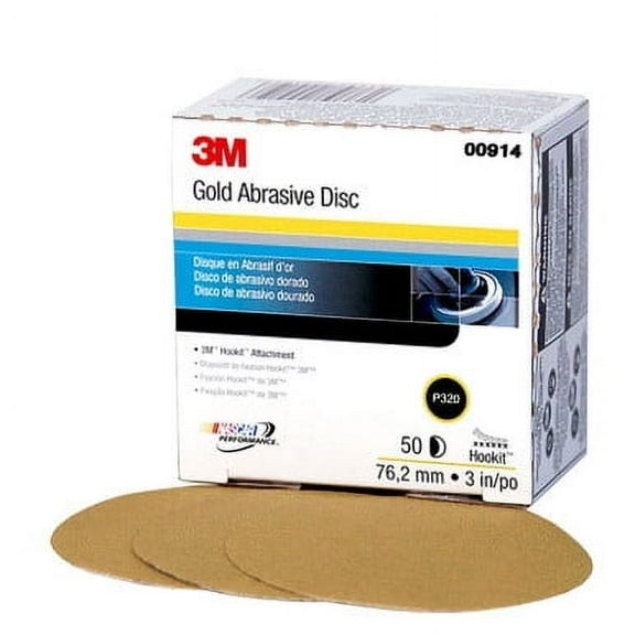 3M 00914, 320 Grit, 3 inch Hookit Gold Sand Paper