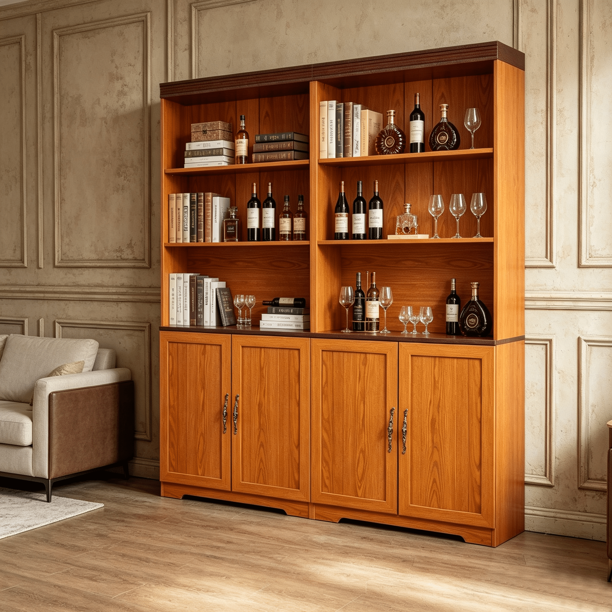71" Tall 2 PCS Storage Bookcase with Adjustable Open Shelves and oor Cabinet, 3 Tier Display Bookshelf