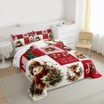 thumbnail image 4 of Manfei Kawaii Christmas Snowman Bedding Comforter Set for Kids, Vintage Red Buffalo Plaid Twin Comforter Sets, Reindeer Animal Reversible Bedding Set, Luxury Bedroom Decor, 2 Pieces, 4 of 9