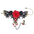 thumbnail image 2 of PENGXAING Hot New Elegant Gothic Style Lace Red Rose Bracelet with Adjustable Finger Ring, 2 of 6