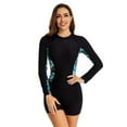 thumbnail image 2 of Jdlsppl Women's Long Sleeve Rash Guard Zipper Zip Up Bathing Suit Beach One Piece Swimsuit Modest Surf Boyleg 86Black Large, 2 of 4