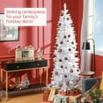 thumbnail image 4 of HOMCOM 7ft Tall Pencil Artificial Christmas Tree with Steel Base, White, 4 of 10