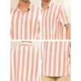 thumbnail image 6 of INSPIRE CHIC Mens Stripe Shirt Short Sleeved Color Block Button Down Beach Shirt L Pink, 6 of 7