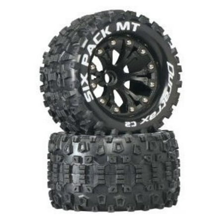 Duratrax Sixpack MT 2.8 Truck 2WD Mounted Front C2 Wheels (2-Piece), Black (Best Tires For 2wd Truck)