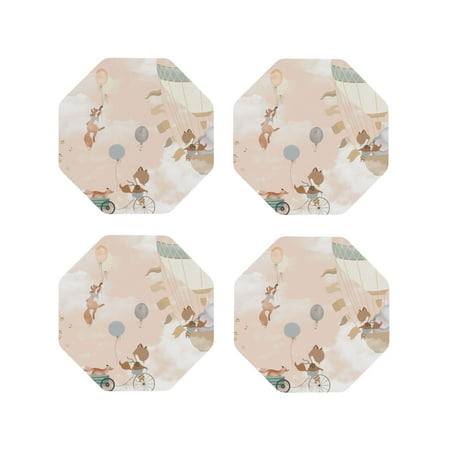 

Tideii Animals Riding Across The Sky1 for Leather Coasters 4 Pieces Anti-fouling and Anti-scalding Decorative Coasters Suitable for Restaurants Kitchens Coffee Shops-Octagon