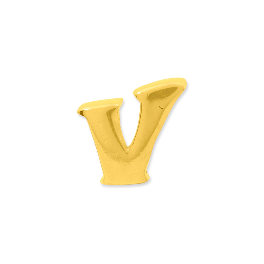 Initial Letter V Charm .925 Sterling Silver & Gold Plated Reflection Beads - QRS468VGP
