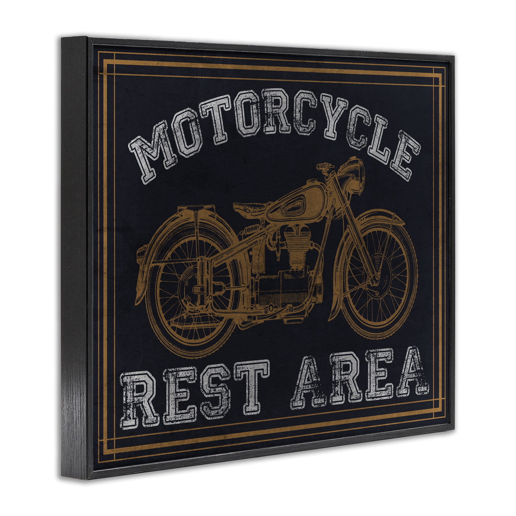Stupell Industries Motorcycle Rest Area Black Framed Giclee Art, design by Marcus Prime