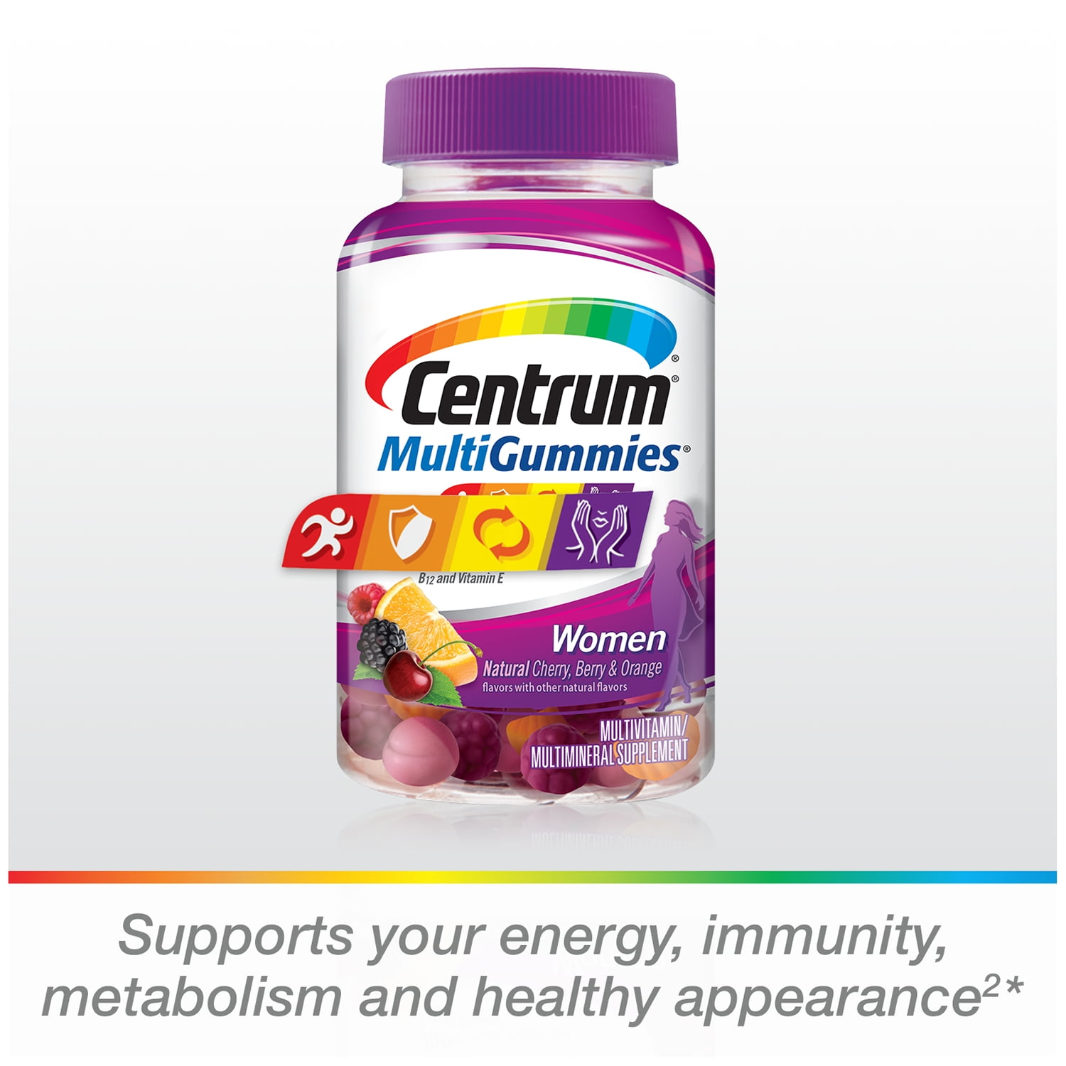 Centrum MultiGummies Women (150 Count, Natural Cherry, Berry, Orange Flavor) Multivitamin/Multimineral Supplement Gummies